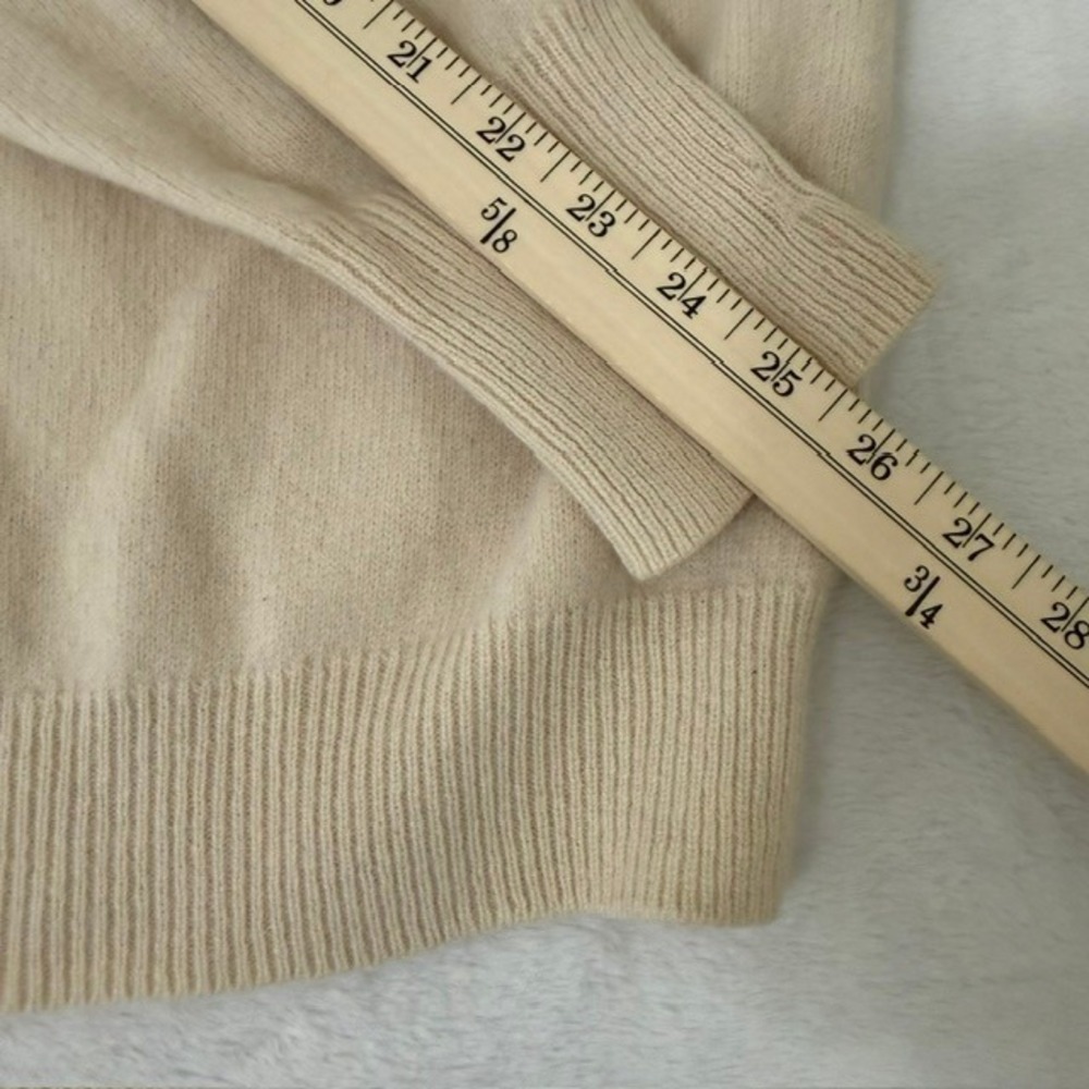 VINTAGE Polo Ralph Lauren 100% Lambswool Polo Sweater Italian Yarn Cream Large - Picture 10 of 11